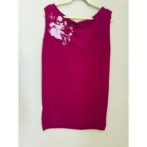 Rectangle Hot Pink Cotton Sheath Dress Sz L Made in USA Dopamine Dressing Artsy